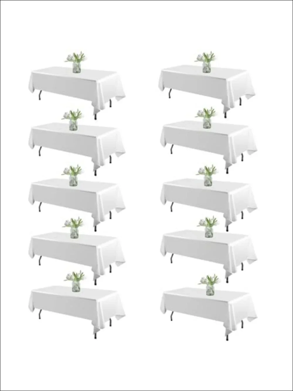 10 Pack Polyester Tablecloths 60x102 Rectangular for 6FT Tables Party Dining